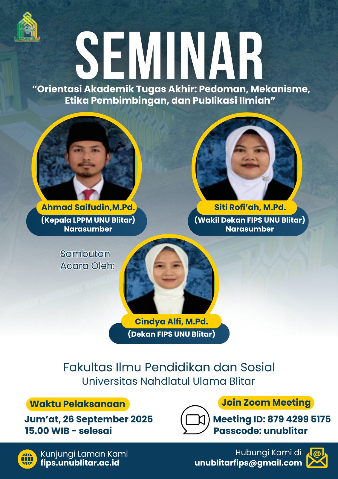 FIPS UNU Blitar Gelar Orientasi Akademik Tugas Akhir: Membangun Integritas dan Budaya Publikasi Mahasiswa